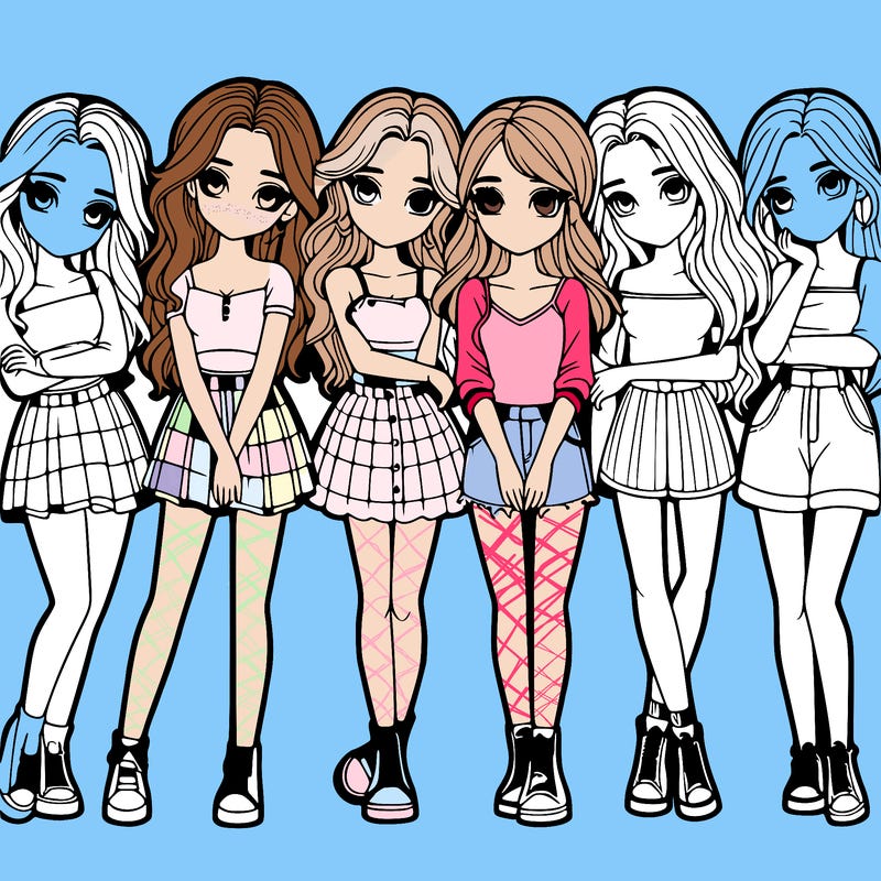 a group of girls realistic