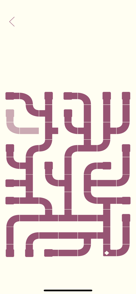 Noodles! - A minimalist logic puzzle showing a network of connected purple noodle pieces on a light cream background