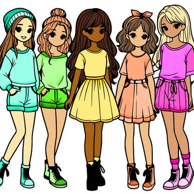 a group of five girls