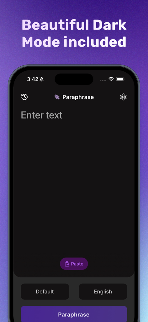Paraphrase - Rewrite Tool - Interfaz de la Herramienta de Reescritura Parafrasear mostrando la hermosa función de modo oscuro.