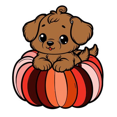 cute little puppy in a pumpkin