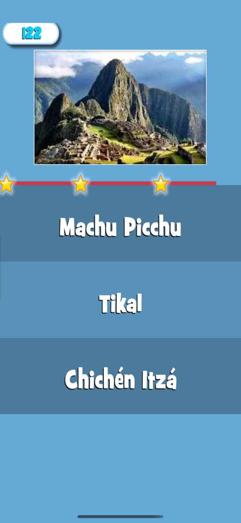 Palabra Correcta - Pregunta de trivia de Machu Picchu en la aplicación móvil Palabra Correcta