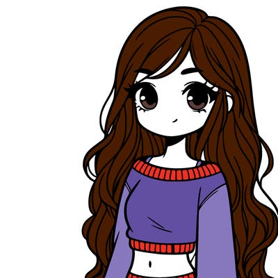 girl with long hair and a crop top with a sweater