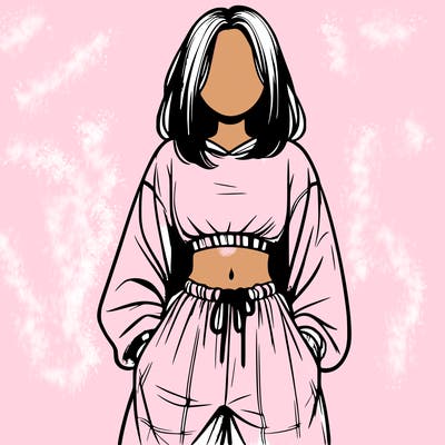 realistic girl faceless with baggy pants and a crop top