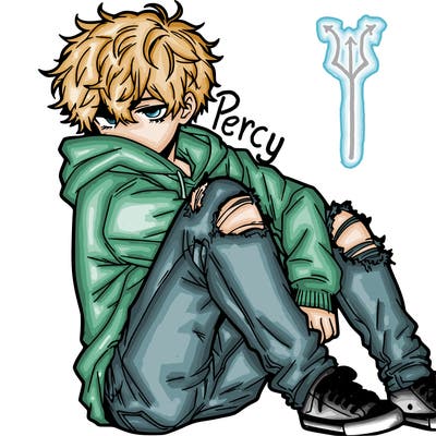 a male hoddie ripped jeans messy hair anime