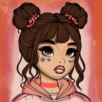 realistic girl with space buns
