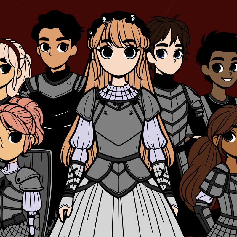 five girls one in armer and three boys