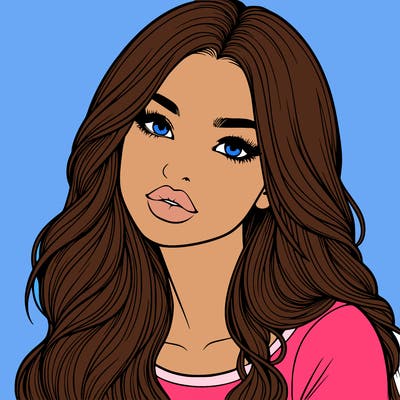 realistic girl with hair on her hair and lips