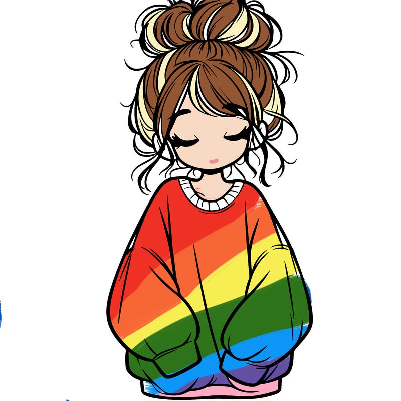 girl with baggy sweatshirt and messy bun