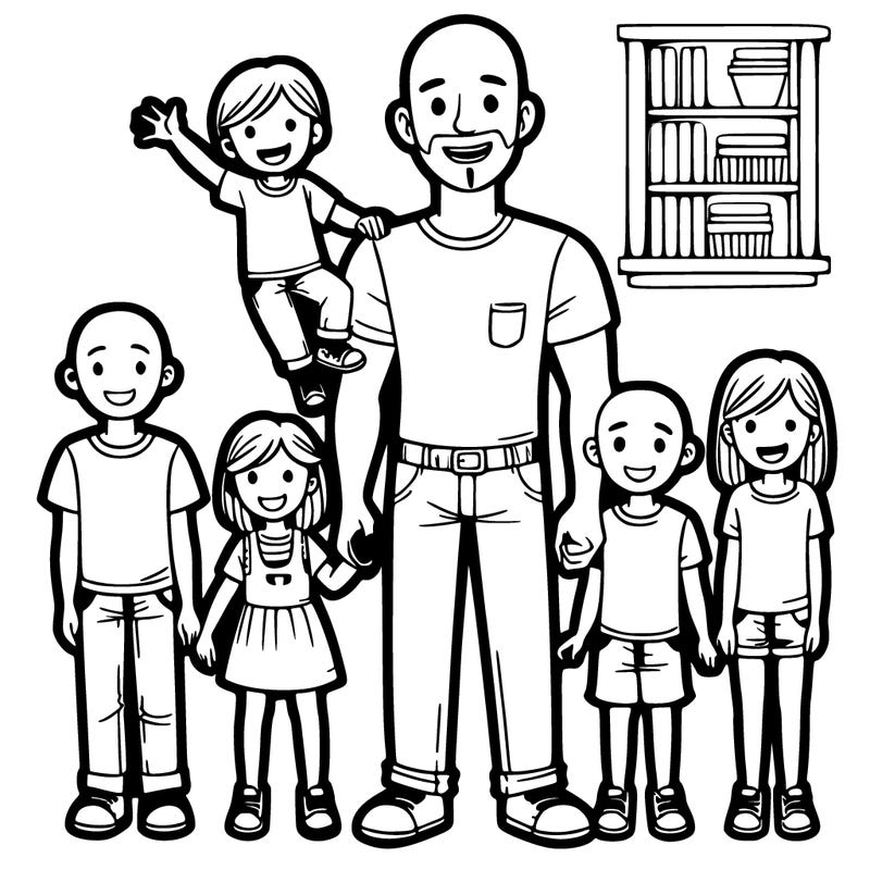 bald dad and 5 children