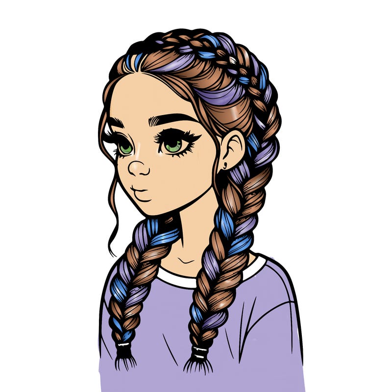 realistic girl with braids