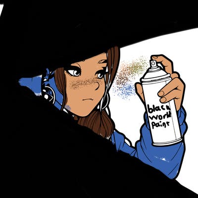 a realistic girl, spray painting