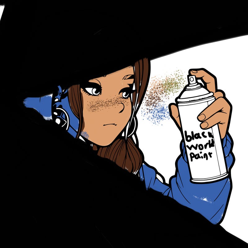 a realistic girl, spray painting