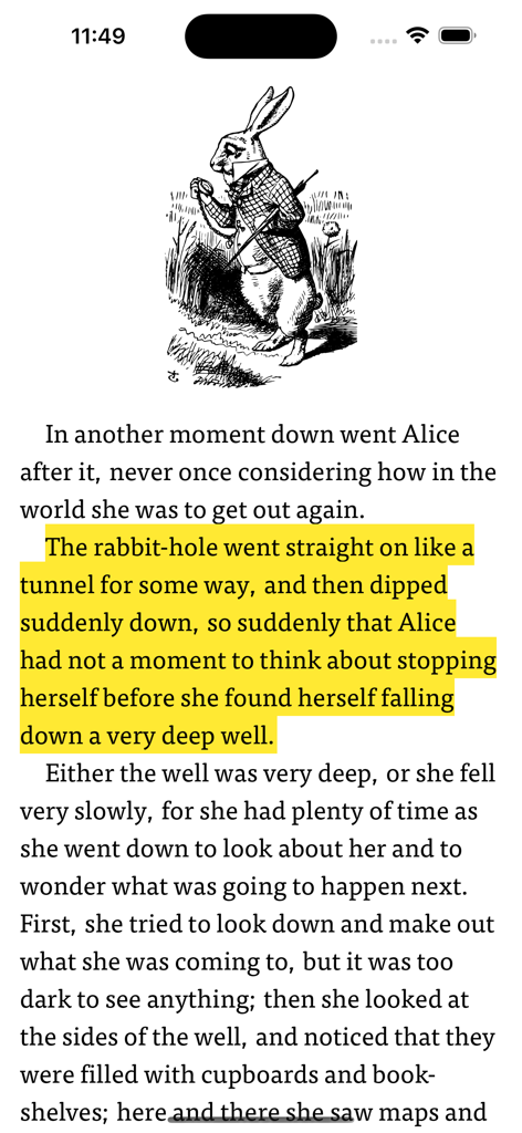 Ebook text highlighting feature in the CHMate app