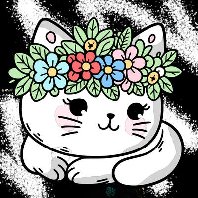 cat with a flower crown