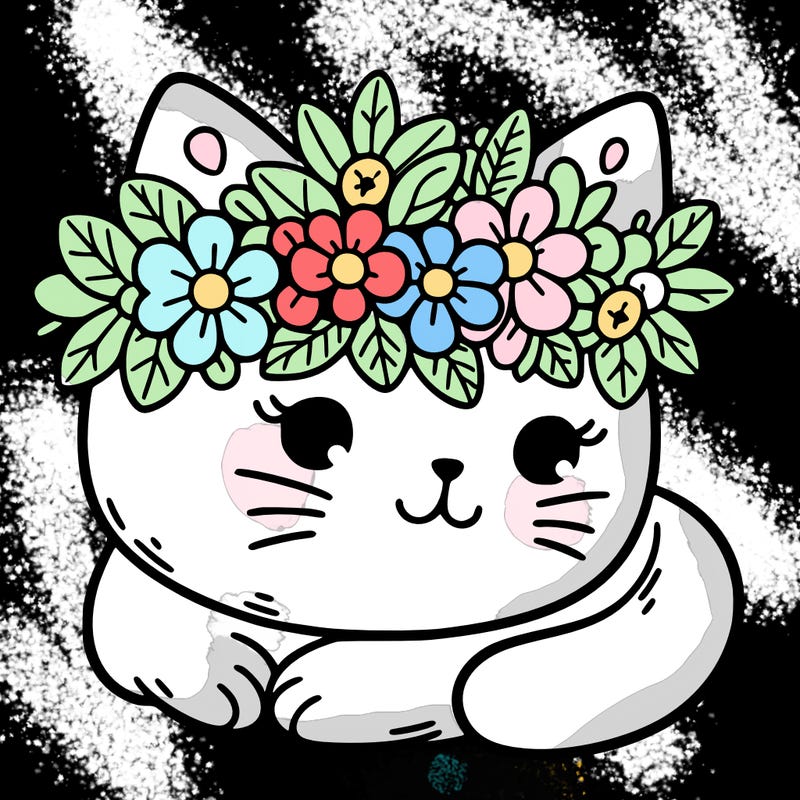 cat with a flower crown