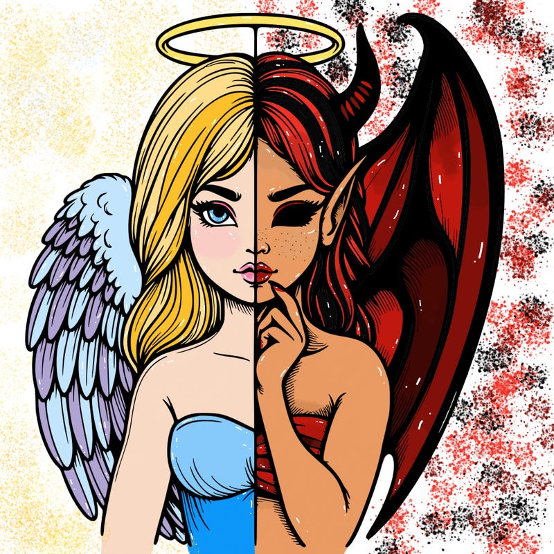 realistic angel half demon