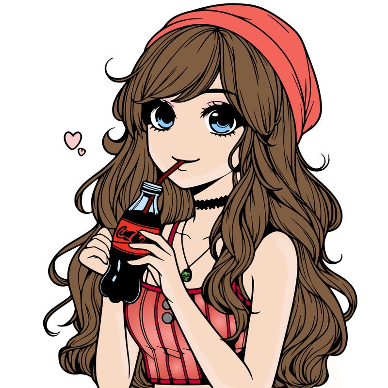 realistic girl drinking coke