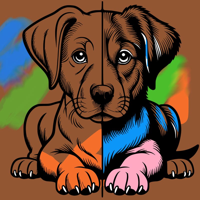 realistic dog split picture