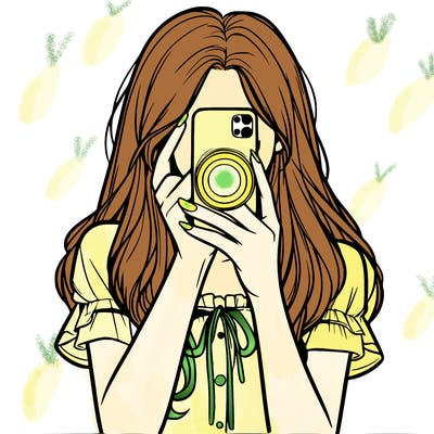 a realistic girl holding her phone taking pictures