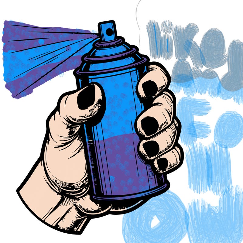 spray paint realistic hold by a hand