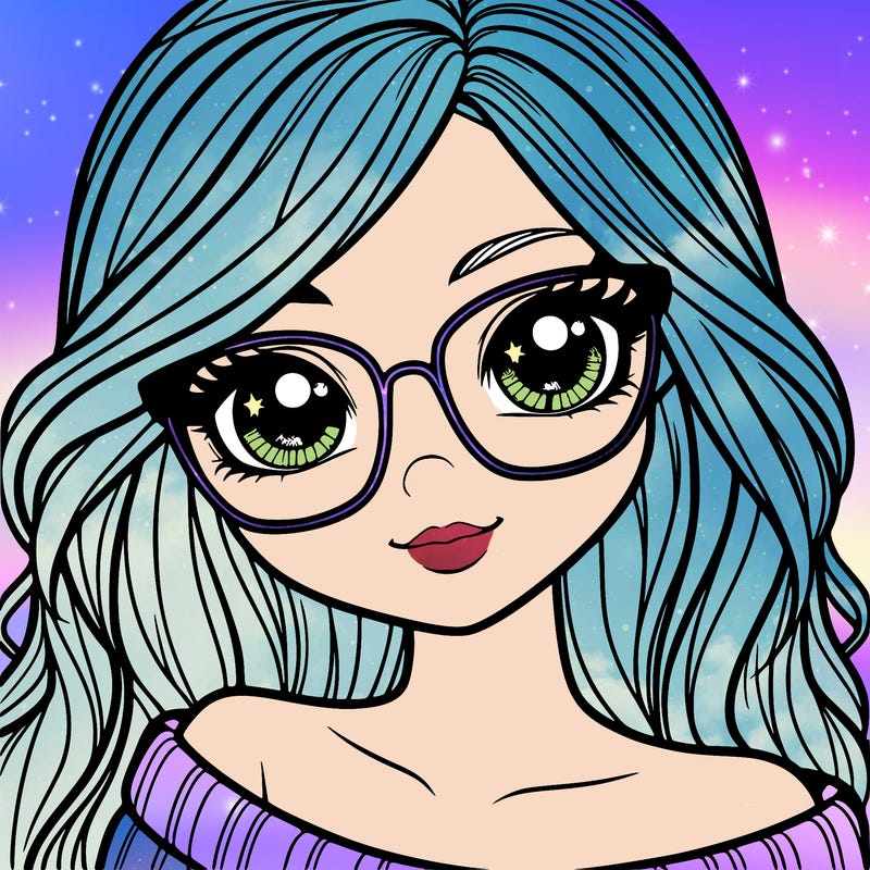 girl with beautiful eyes, hair, and glasses