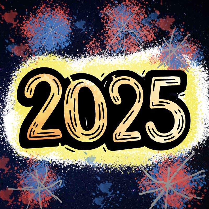 one line scrawled numbers sketch design “2025”