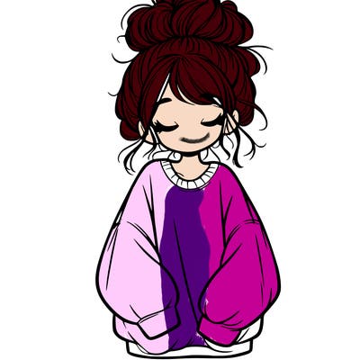 girl with baggy sweatshirt and messy bun