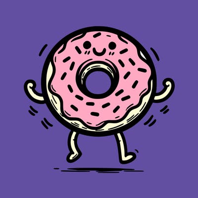 donut with stick legs and stick arms