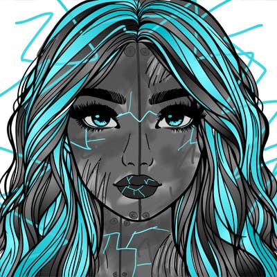 realistic girl with long lashes and freckles