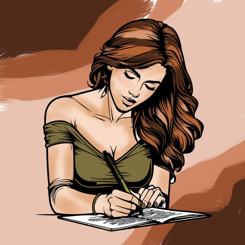 realistic female writing poetry