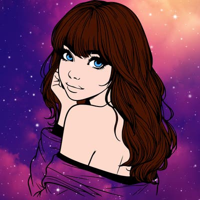 realistic girl with bangs looking over her shoulder