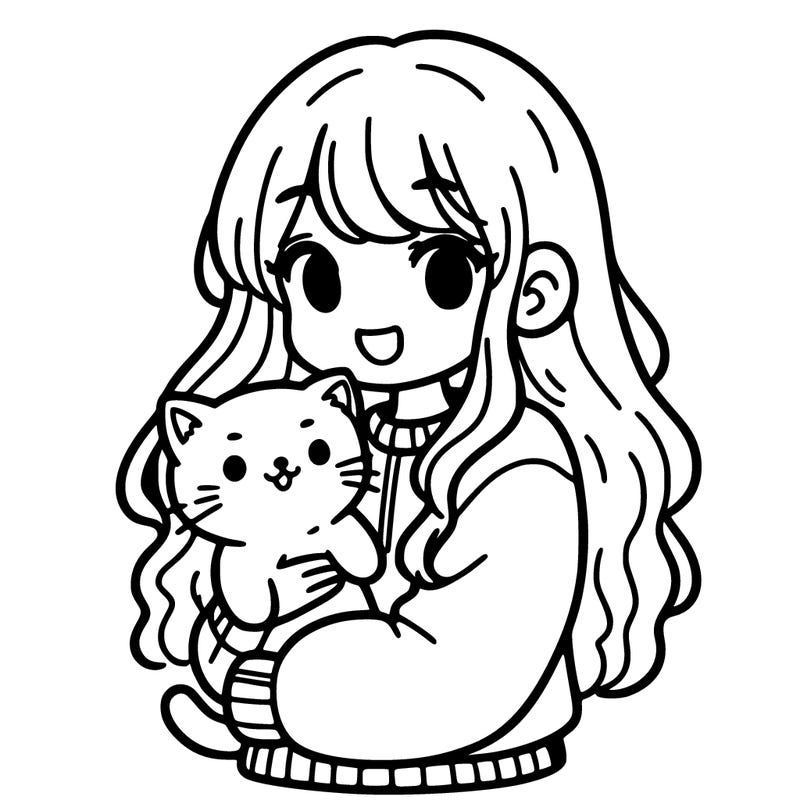 a girl holding a cat