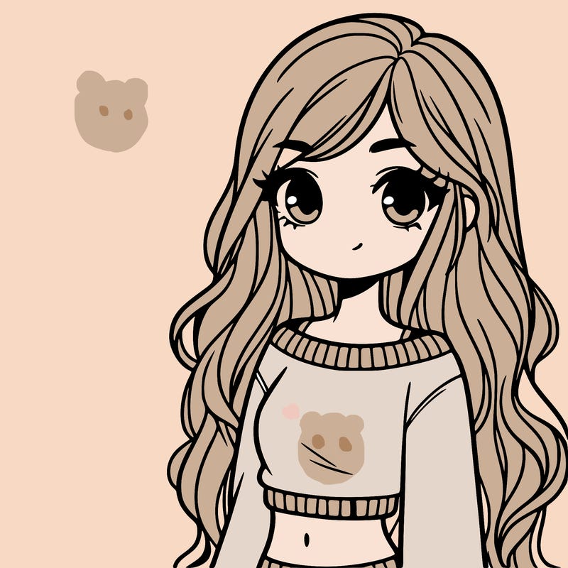 girl with long hair and a crop top with a sweater