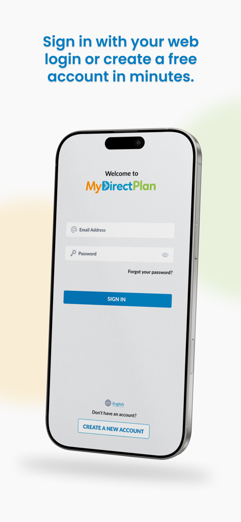 MyDirectPlan - MyDirectPlanモバイルアプリケーションのログイン画面