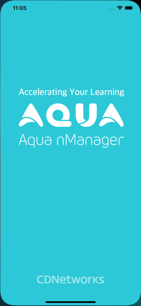 Aqua nManager educational video player splash screen with the slogan Accelerating Your Learning