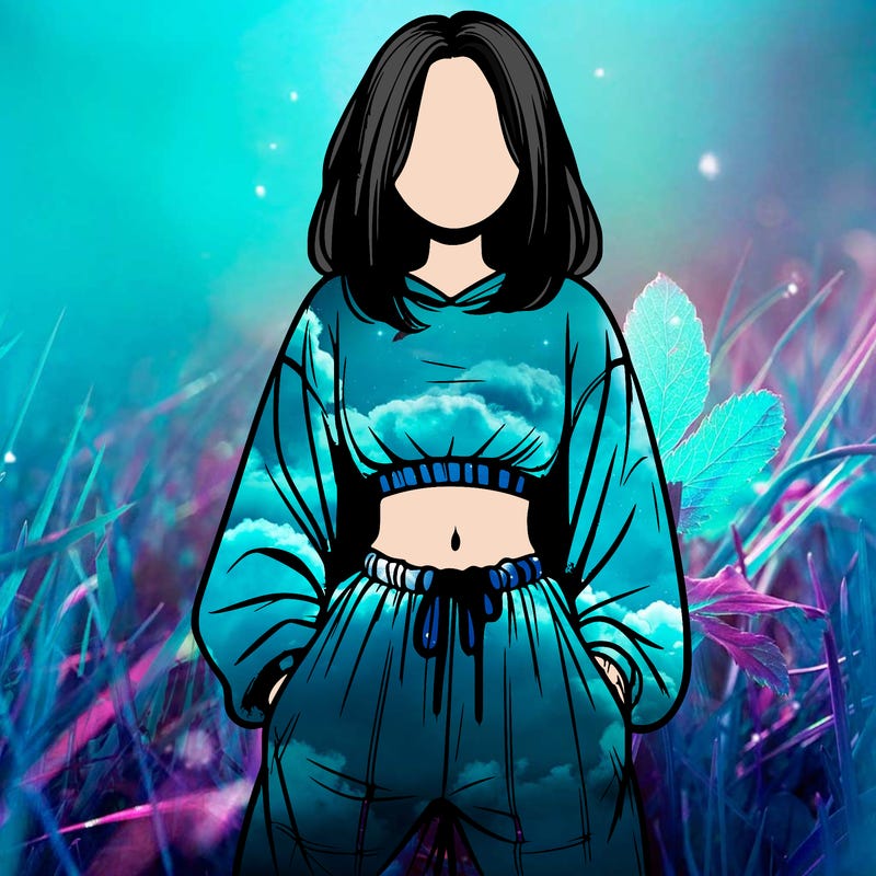 realistic girl faceless with baggy pants and a crop top