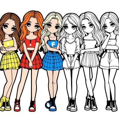 a group of girls realistic