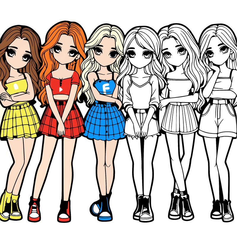 a group of girls realistic