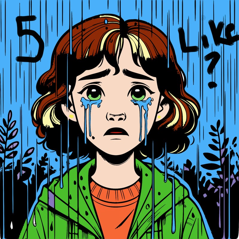 realistic girl in the rain crying