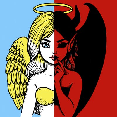 realistic angel half demon