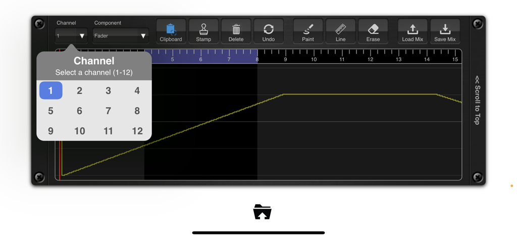 MidiMixer for AUM Auv3 Plugin - AUM用のMidiMixerのグラフィカルオートメーションエディターとチャンネル選択。