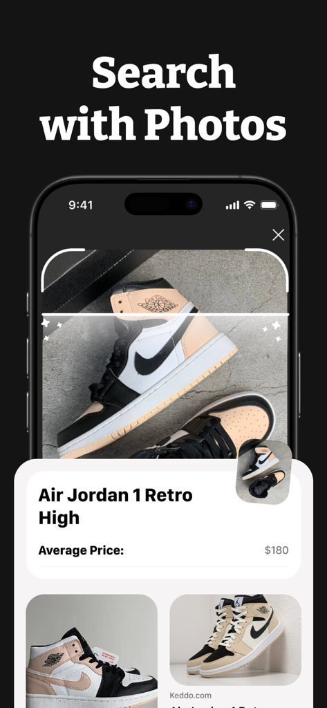 AI Lens Scanner - Image Search - AI Lens Scanner app interface identifying a pair of sneakers using visual search technology