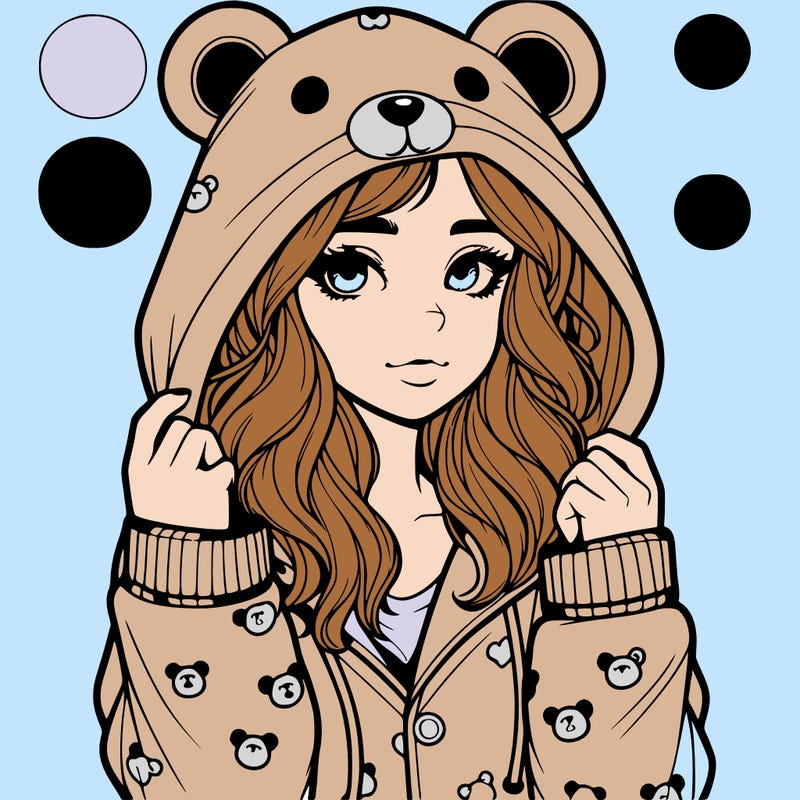 realistic girl in a animal pjs hoodie