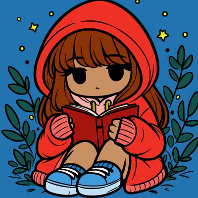 girl in oversized hoodie reading a book