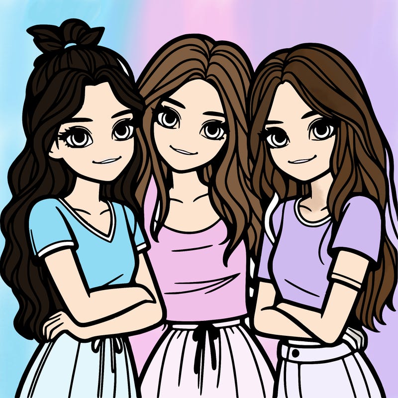 three girls together realistic