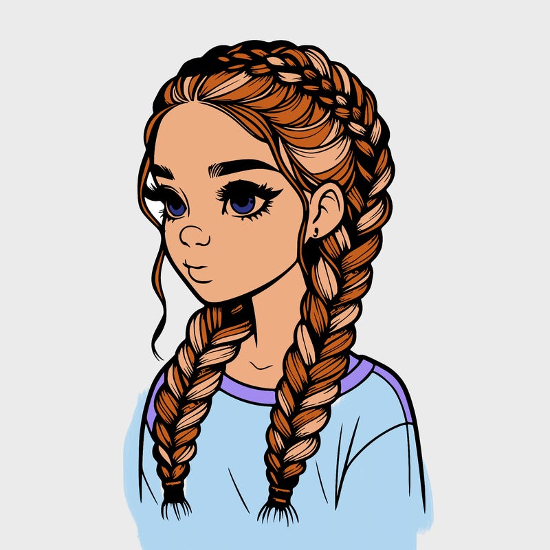 realistic girl with braids
