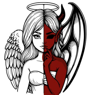 realistic angel half demon