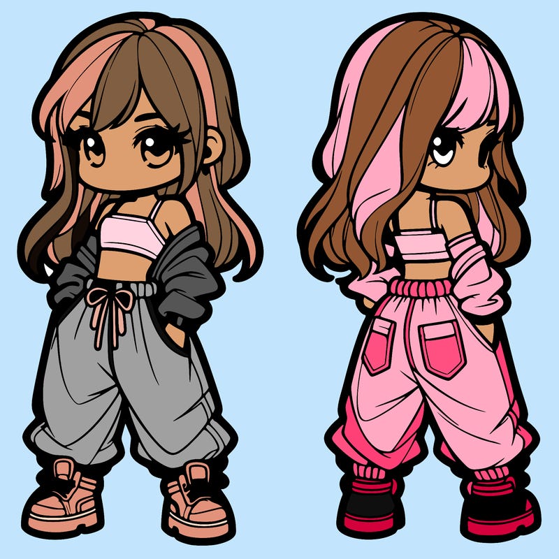 girl in crop top and baggy pants