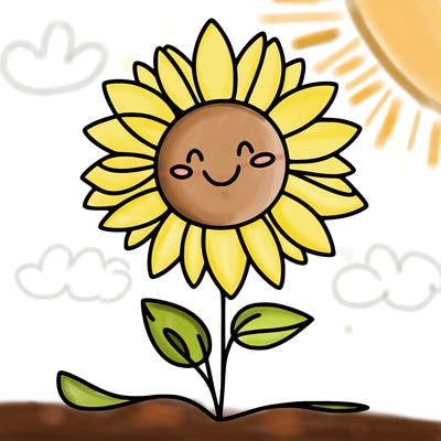 simple one-line sunflower illustration